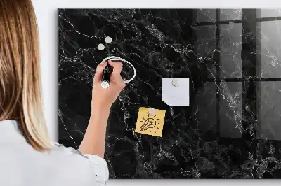 Glazen memobord met print inclusief neodymium magneten donker marmer