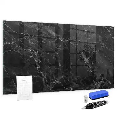 Glazen memobord met print inclusief neodymium magneten donker marmer