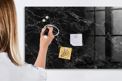 Glazen memobord met print inclusief neodymium magneten donker marmer