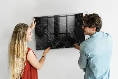 Glazen memobord met print inclusief neodymium magneten donker marmer