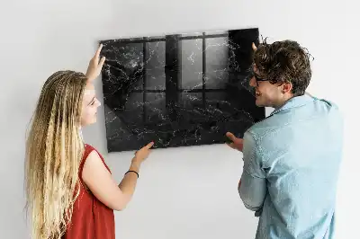 Magnetisch planbord van bedrukt glas zwart marmer