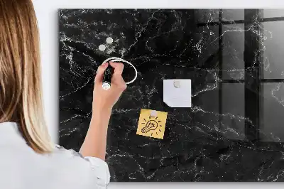 Magnetisch planbord van bedrukt glas zwart marmer