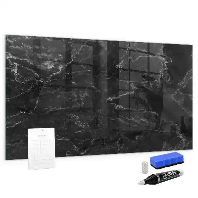 Magnetisch planbord van bedrukt glas zwart marmer