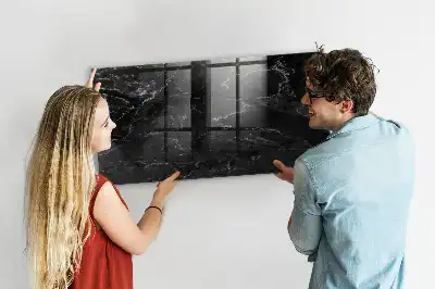 Magnetisch planbord van bedrukt glas zwart marmer