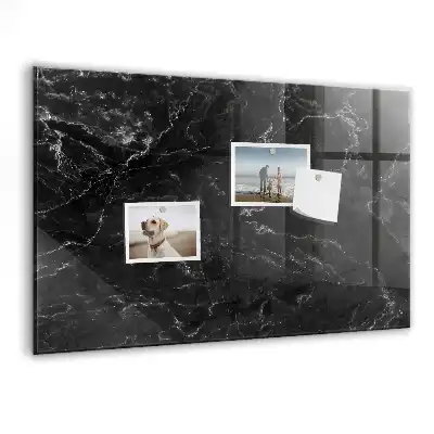 Magnetisch planbord van bedrukt glas zwart marmer