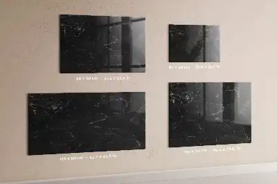 Magnetisch planbord van bedrukt glas zwart marmer