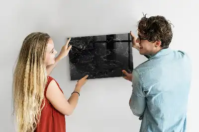Magnetisch planbord van bedrukt glas zwart marmer