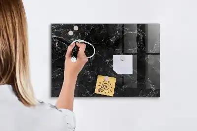 Magnetisch planbord van bedrukt glas zwart marmer