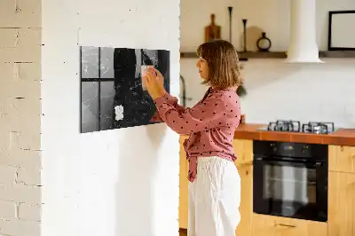 Magnetisch planbord van bedrukt glas zwart marmer