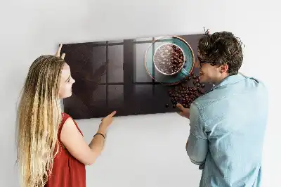 Glazen memobord met print inclusief neodymium magneten opdruk van een kopje koffie