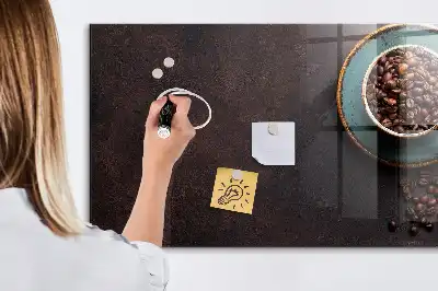 Glazen memobord met print inclusief neodymium magneten opdruk van een kopje koffie