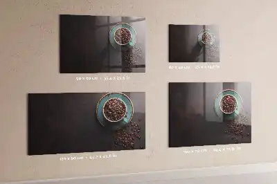 Glazen memobord met print inclusief neodymium magneten opdruk van een kopje koffie