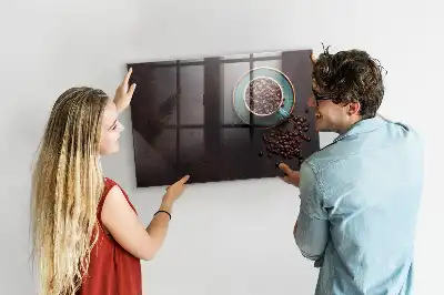 Glazen memobord met print inclusief neodymium magneten opdruk van een kopje koffie