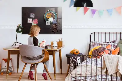 Glazen memobord met print inclusief neodymium magneten opdruk van een kopje koffie