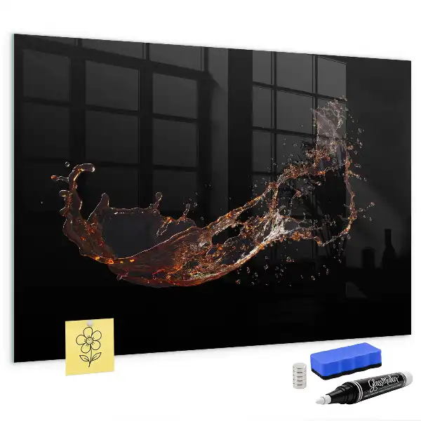 Magnetisch glazen planbord met print van gemorste drank