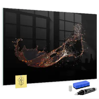 Magnetisch glazen planbord met print van gemorste drank