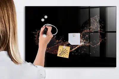 Magnetisch glazen planbord met print van gemorste drank