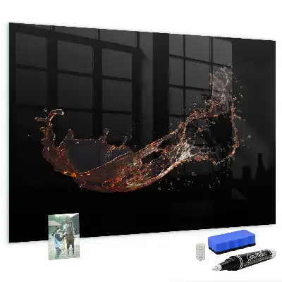 Magnetisch glazen planbord met print van gemorste drank
