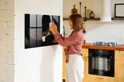 Magnetisch glazen planbord met print van gemorste drank
