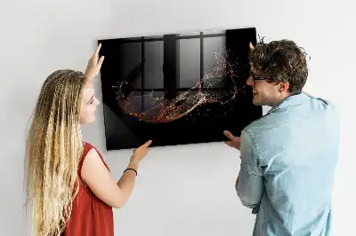 Magnetisch glazen planbord met print van gemorste drank