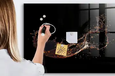 Magnetisch glazen planbord met print van gemorste drank