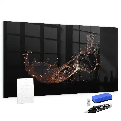 Magnetisch glazen planbord met print van gemorste drank