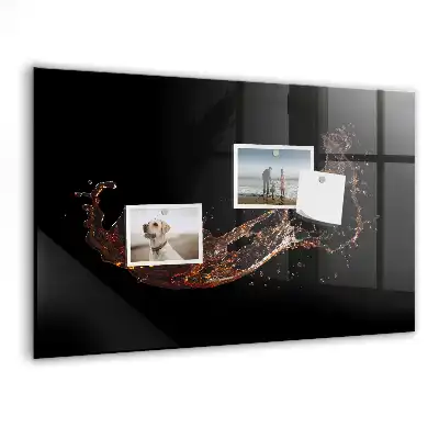 Magnetisch glazen planbord met print van gemorste drank