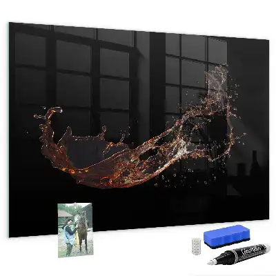 Magnetisch glazen planbord met print van gemorste drank
