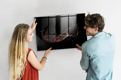 Magnetisch glazen planbord met print van gemorste drank