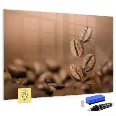 Koffiebonen memobord van glas met print inclusief neodymium magneten