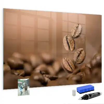 Koffiebonen memobord van glas met print inclusief neodymium magneten