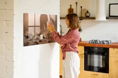 Koffiebonen memobord van glas met print inclusief neodymium magneten
