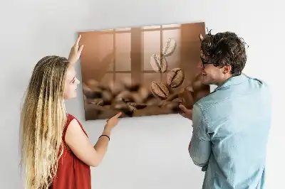 Koffiebonen memobord van glas met print inclusief neodymium magneten