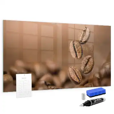 Koffiebonen memobord van glas met print inclusief neodymium magneten