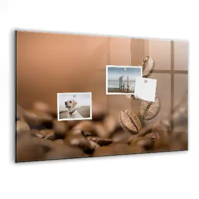Koffiebonen memobord van glas met print inclusief neodymium magneten