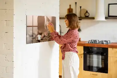 Koffiebonen memobord van glas met print inclusief neodymium magneten