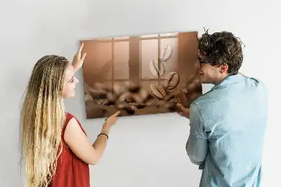 Koffiebonen memobord van glas met print inclusief neodymium magneten