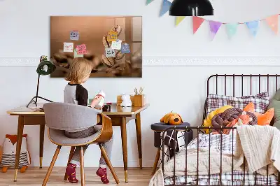 Koffiebonen memobord van glas met print inclusief neodymium magneten