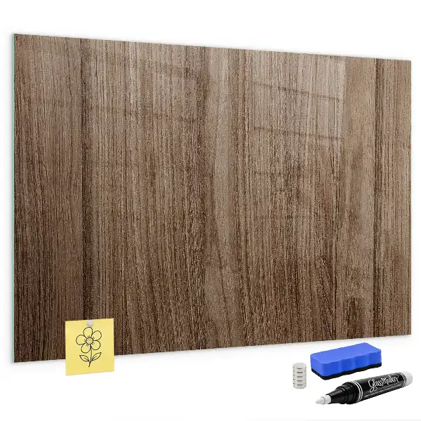 Magnetisch planbord van bedrukt glas in de kleur donker hout