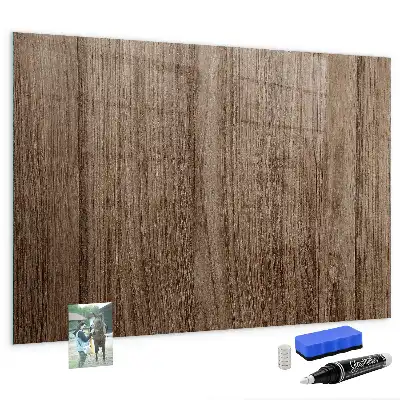 Magnetisch planbord van bedrukt glas in de kleur donker hout
