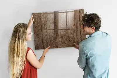 Magnetisch planbord van bedrukt glas in de kleur donker hout