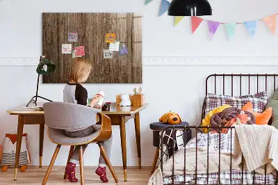 Magnetisch planbord van bedrukt glas in de kleur donker hout
