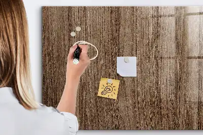 Magnetisch planbord van bedrukt glas in de kleur donker hout