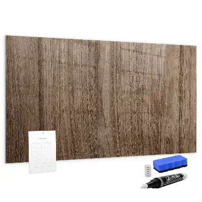 Magnetisch planbord van bedrukt glas in de kleur donker hout