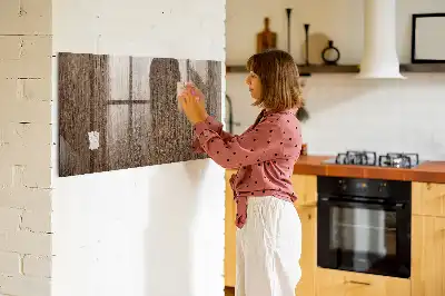 Magnetisch planbord van bedrukt glas in de kleur donker hout