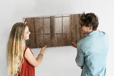 Magnetisch planbord van bedrukt glas in de kleur donker hout