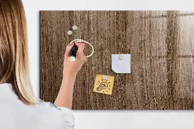 Magnetisch planbord van bedrukt glas in de kleur donker hout