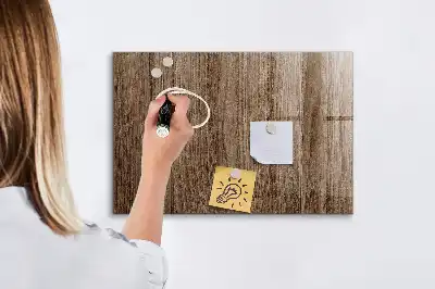 Magnetisch planbord van bedrukt glas in de kleur donker hout