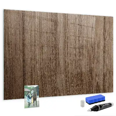 Magnetisch planbord van bedrukt glas in de kleur donker hout