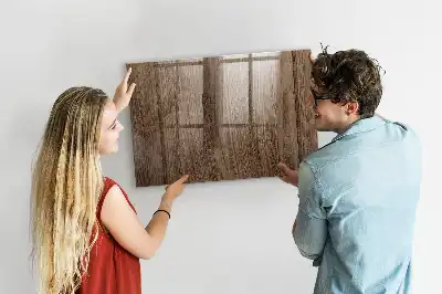 Magnetisch planbord van bedrukt glas in de kleur donker hout